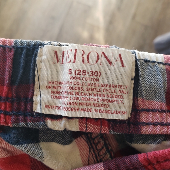 Merona mens size small red white blue plaid flannel pj lounge pants - Picture 2 of 3